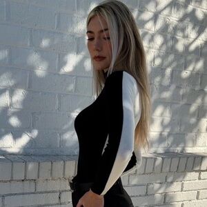 Black and White Long Sleeve Top